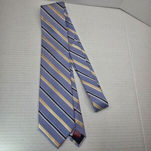 Chaps Blue Yellow Striped Silk Necktie Men's Classic Width Tie 58 x 3.25‎